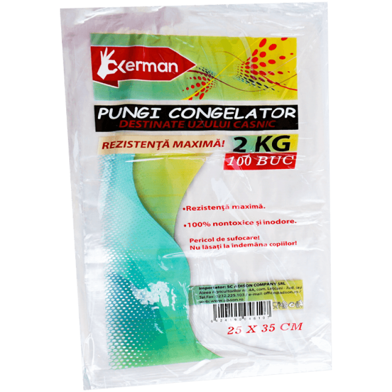 Pungi alimentare pentru congelator 2 kg Okerman 100 buc